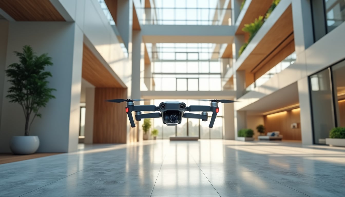 découvrez comment les drones de prise de vue réalisent des plans-séquences fluides à l’intérieur des bâtiments, pour des images immersives et dynamiques.