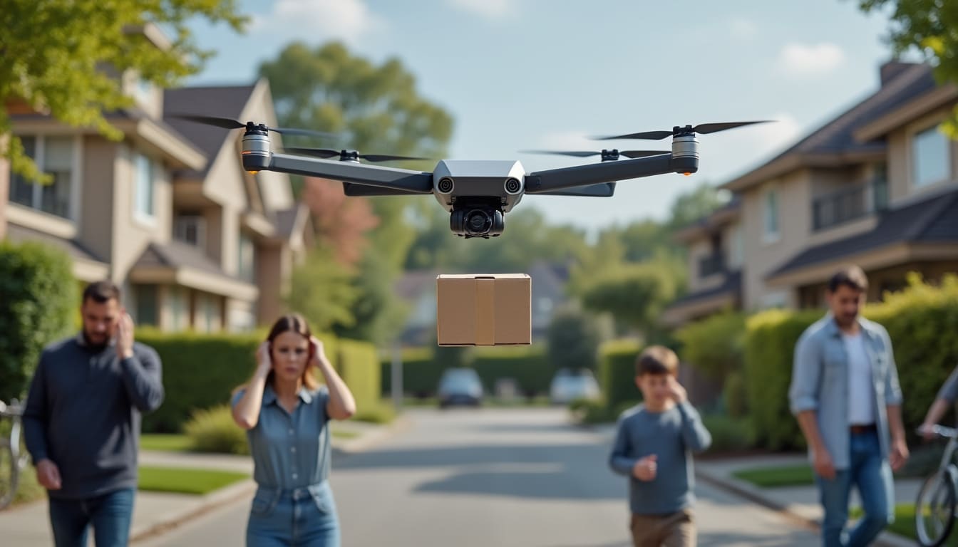découvrez les enjeux de l’acceptabilité sociale des drones de livraison et l’impact de leur bruit sur la qualité de vie des riverains.