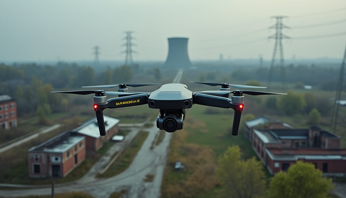 des drones d’inspection survolent la zone radioactive de tchernobyl pour mesurer les radiations et cartographier les niveaux de contamination.