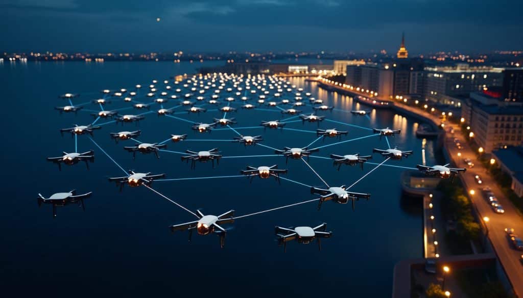découvrez comment les routeurs des drones de spectacle synchronisent les drones maîtres et esclaves pour des performances aériennes précises et coordonnées.